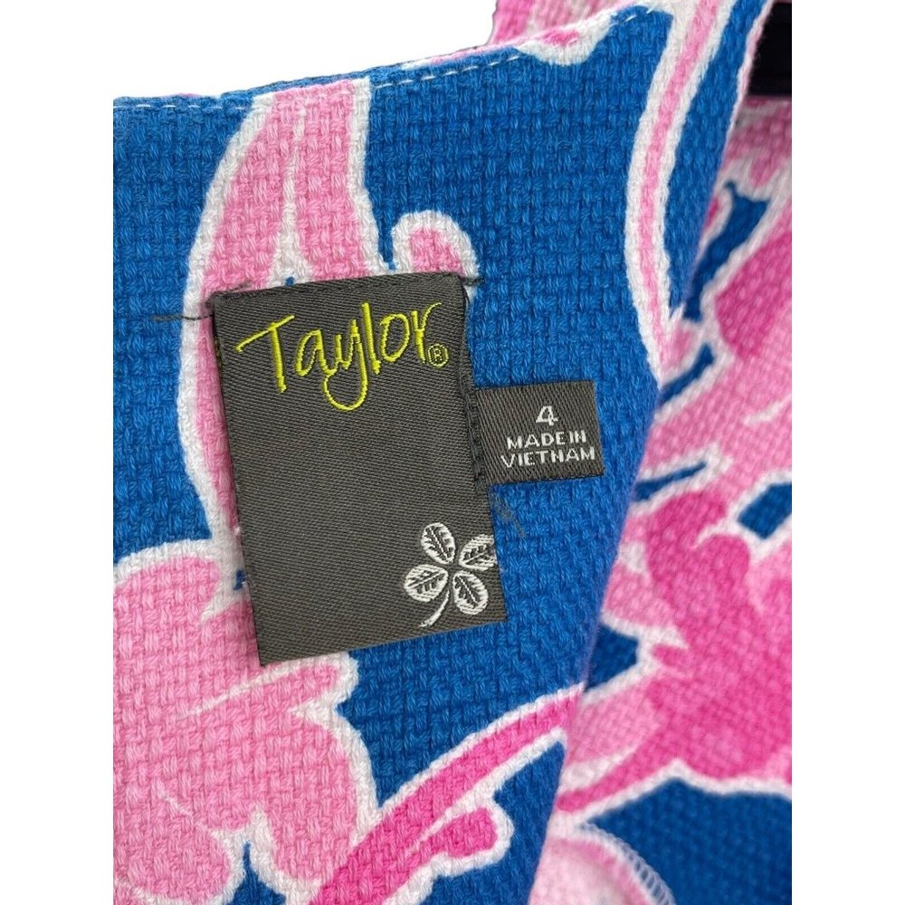 Taylor Women's Pink Blue Sleeveless Tropical Floral Pockets Dress Size 4 - Picture 9 of 15